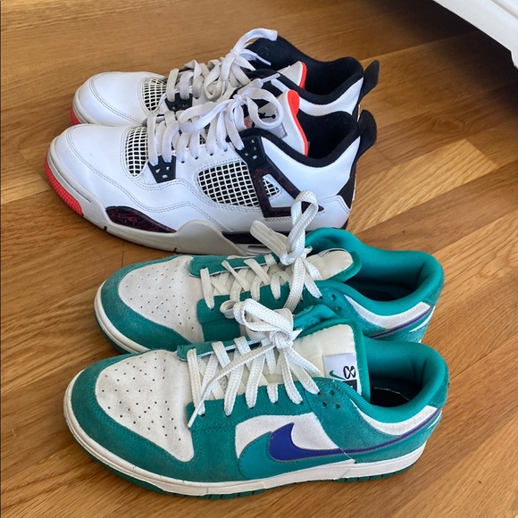 Nike Teal and White Dunks and Jordan four bundle!!